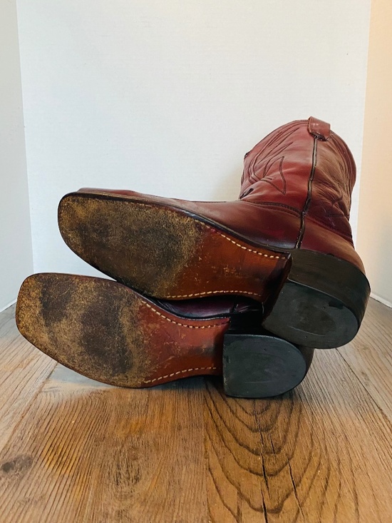 Vintage Durango West USA Mens Leather Square Toe Western Boots, 8.5. main image 2